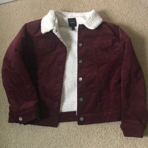Maroon forever 21 corduroy furry jacket US size L